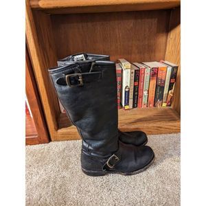 Frye Veronica black leather pull on riding boot sz 6.5